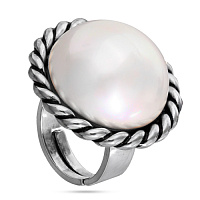 Кольцо old money (майорка белая 22 мм,г/п:античное серебро,от 19 р регул.) Uvelina MG05 0028AS-01R-9