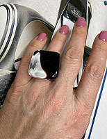 Кольцо Frazioone Quadro 18,5 белый/черный ENZO BENZO Италия