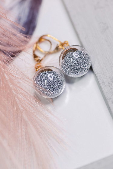 картинка Серьги Sand серый d1.4 см Италия ENZO BENZO  ювелирный  магазин Калина являющийся официальным дистрибьютором в России 