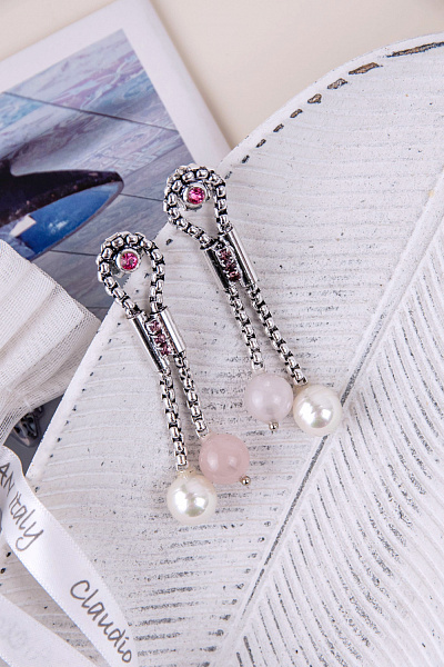 Серьги (кристалл розовый, роз.кварц, майорка) Италия Claudio Canzian 002 02 816