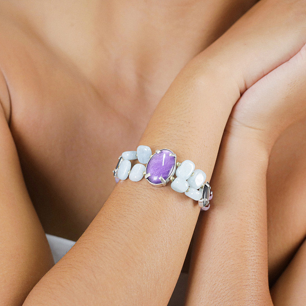 Браслет Gotborg (Аметист, перламутр, гранат, аквамарин) 13-44392 Франция Nature Bijjoux
