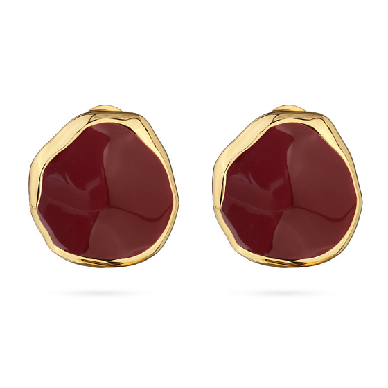 картинка Серьги Палитра (эмаль бургунди, г/п: золото) Uvelina BS05 0008GA-00E ювелирный  магазин Калина являющийся официальным дистрибьютором в России 
