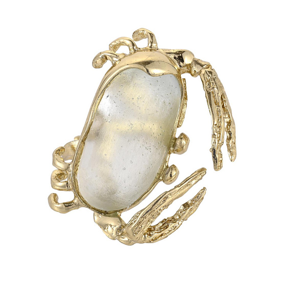 картинка Кольцо Краб (ювелирная смола зеленая, г/п: золото, 4х3 см, регулир.) Греция Kalliope 022 01 097 ювелирный  магазин Калина являющийся официальным дистрибьютором в России 