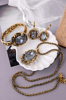 Серьги Анастасия (кристалл серый с гол.блеском, 4,5х2,1 см, 18 гр) Италия Claudio Canzian 002 02 378