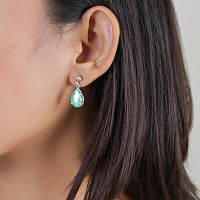 Серьги WATER LILY (кристалл зеленый, г/п: серебро,4,5 гр,2 см) 12--32097 Франция Ori-Tao