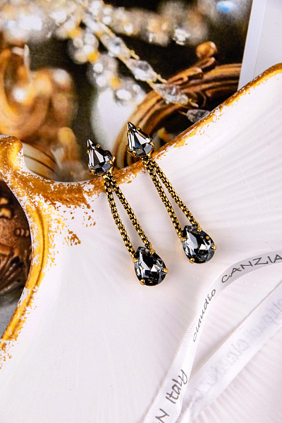 Серьги (кристалл графит, 5.5х1 см, 8 гр) Италия Claudio Canzian 002 02 860