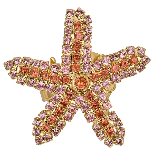 Кольцо (кристалл розовый,персиковый 3,7х3,4 см) Италия Claudio Canzian 002 01 559