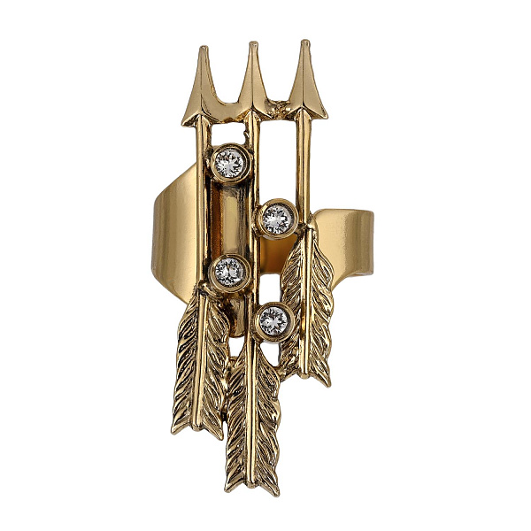 Кольцо Сердца (кристаллы прозрачные, 4х1.3 см, регулируется) Италия Claudio Canzian 002 01 607