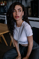 Колье (Кристалл графитовый, прозрачный, цепь 85см, кулон 20Х2,7) Италия Claudio Canzian 002 05 602