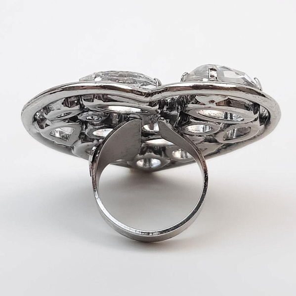 Кольцо Сердце (кристаллы прозрачные, г/п: родий, регулируется) Италия Claudio Canzian 002 01 531