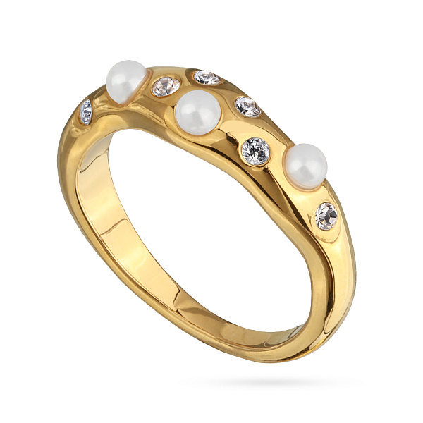 Кольцо Просекко (майорка, кристаллы белые, г/п: золото, 16 р) Uvelina BS05 0530G-001R-6