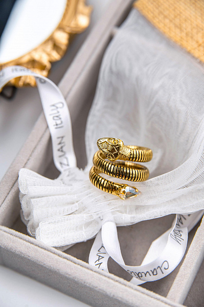 Кольцо Змейка (кристалл медовый) Италия  Claudio Canzian 002 01 500