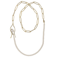 Колье (жемчуг, майорка, г/п: золото, 110 см, 8х5 см) Греция Kalliope 022 05 077