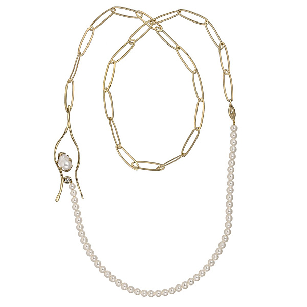 Колье (жемчуг, майорка, г/п: золото, 110 см, 8х5 см) Греция Kalliope 022 05 077