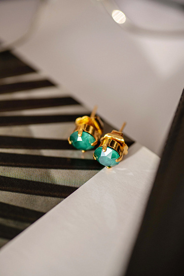 картинка Пусеты (кристалл темно-зеленый цвет с голубоватым оттенком) Италия  Claudio Canzian 002 02 325 ювелирный  магазин Калина являющийся официальным дистрибьютором в России 