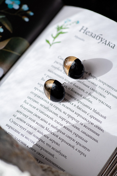 картинка Пусеты Donato Gold Половинка черно-золотые ENZO BENZO  ювелирный  магазин Калина являющийся официальным дистрибьютором в России 