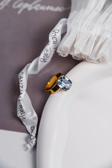 картинка Кольцо Энигма (кристалл голубого цвета) Италия  Claudio Canzian 002 01 444 ювелирный  магазин Калина являющийся официальным дистрибьютором в России 