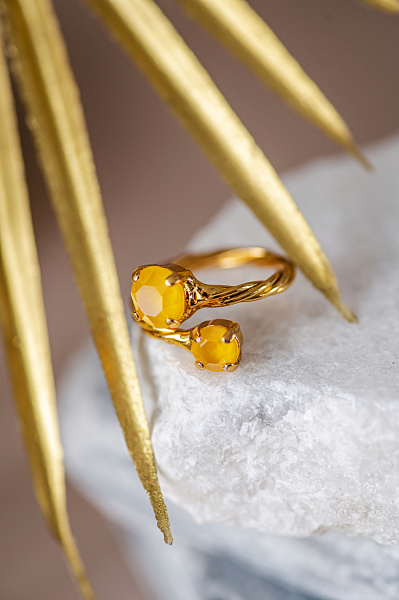 Кольцо Поцелуйчик (кристалл дынно-желтый) Италия Claudio Canzian 002 01 193