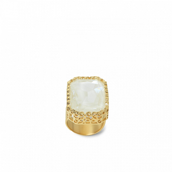 картинка Кольцо Love (с кристаллом, белый, разъемное, г/п: золото) Греция Katerina Vassou KV25.1-401528GLINEN ювелирный  магазин Калина являющийся официальным дистрибьютором в России 