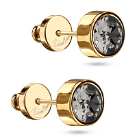 Пусеты Теннис (кристаллы темно-серые, г/п: золото, 6мм) Uvelina SW00 0028G-014E