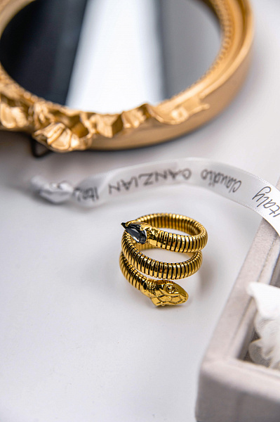 Кольцо Змейка (кристалл графит) Италия  Claudio Canzian 002 01 500