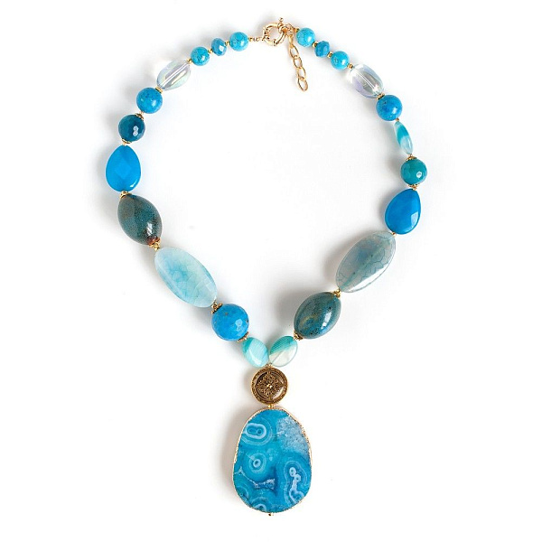 КольеSL (Агат+бирюза, керамика) 71080/3390 арт.10103081 Россия