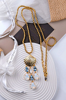 Колье Круиз (кристаллы голубые, белый опал, 89см, кулон 9,5х3,5см) Италия Claudio Canzian 002 05 762