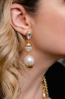 Серьги (майорка, кристалл прозрачный, 6.9х1.9 см, 20 гр.) Италия Claudio Canzian 002 02 898