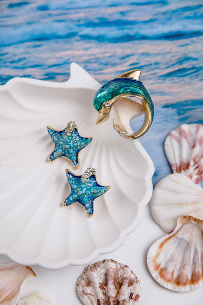 Кольцо Дельфин (эмаль, г/п: золото, р.18) Италия ANNIBALE BALDINI 007 01 040