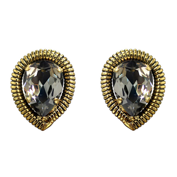 Клипсы (кристалл графит, г/п: золото, 2,6х2,2 см) Италия Claudio Canzian 002 02 751
