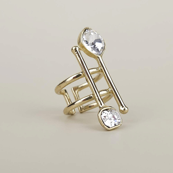 Кольцо (кристалл прозрачный 1х1 см, г/п: золото, регулируется) Греция Kalliope 022 01 055