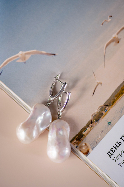 Серьги (Жемчуг белый, г/п: родий) Uvelina NG70 0145R-00E