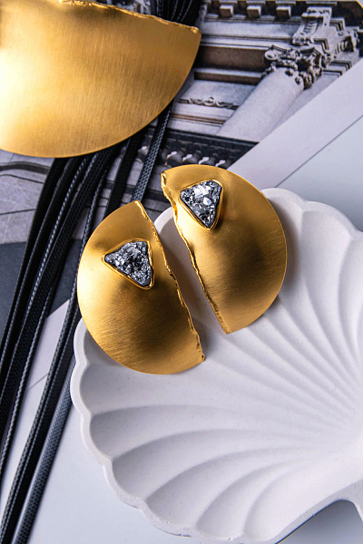 Серьги Luiana (пирит, г/п: золото, 5.5х3 см) Katerina Vassou KV25 2-308314G