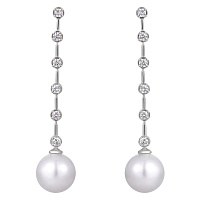 Серьги (майорка, цирконий, г/п: родий, 6х1,3 см) Испания Madreperla 020 02 100