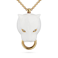 Кулон Пантера (эмаль белая, кристаллы белые, 80 см, г/п: золото) Uvelina EX00 0011GW-001P