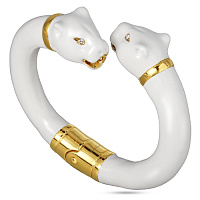 Браслет Пантера (эмаль белая,кристаллы белые, г/п: золото)  EX00 0011GW-001B Uvelina 