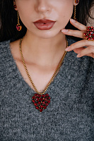 Колье Сердце (кристалл красный) Италия  Claudio Canzian  002 05 673