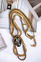 Колье Жгуты (кристалл графит, 7,5х3,5 см, 48 см) Италия Claudio Canzian  002 05 061