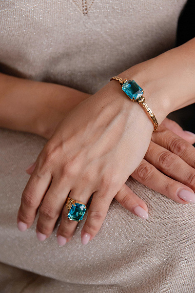 Браслет Леденцы (кристалл бирюзовый, 17х12 мм регул. до 21.5 см) Италия Claudio Canzian 002 04 262