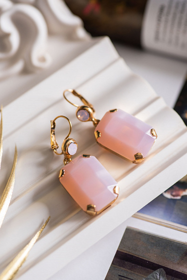 картинка Серьги (Баварское стекло, розовый кристалл) Италия  Claudio Canzian 002 02 069 ювелирный  магазин Калина являющийся официальным дистрибьютором в России 