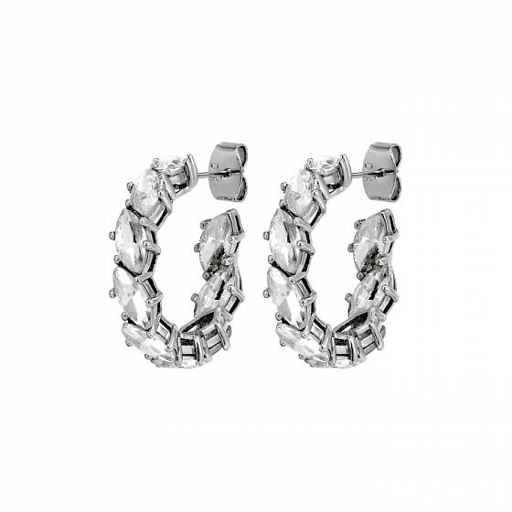 картинка Серьги TAMARIN (кристалл прозрачный, г/п: серебро, 2,5х0,5 см) Дания DYRBERG/KERN 470018 ювелирный  магазин Калина являющийся официальным дистрибьютором в России 