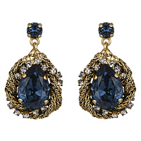 Серьги Франческа (Кристалл цвета сапфир, 3,8Х2,2см, 17 гр.) Италия Claudio Canzian 002 02 542