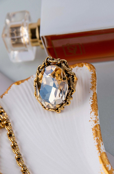 картинка Кольцо (Кристалл медовый, 3,5х2,7 см, регулируется) Италия Claudio Canzian 002 01 563 ювелирный  магазин Калина являющийся официальным дистрибьютором в России 