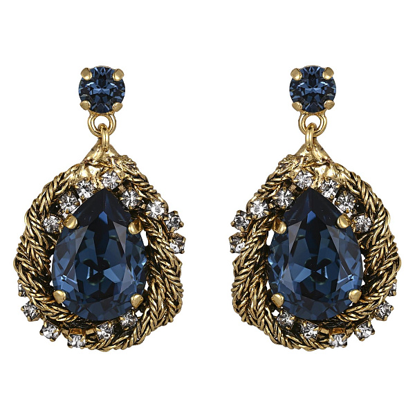 Серьги Франческа (Кристалл цвета сапфир, 3,8Х2,2см, 17 гр.) Италия Claudio Canzian 002 02 542
