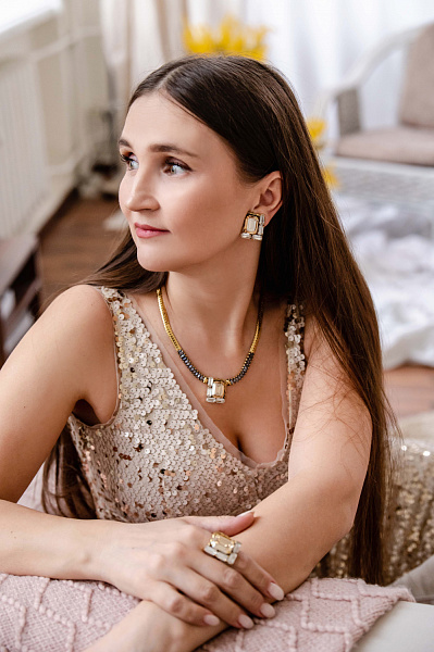 Колье (прозрачный, медовый кристалл) Италия  Claudio Canzian  002 05 668