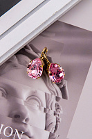 Серьги Капля мал. (кристалл розовый, 2,6х13,см, 8 гр) Италия  Claudio Canzian 002 02 230