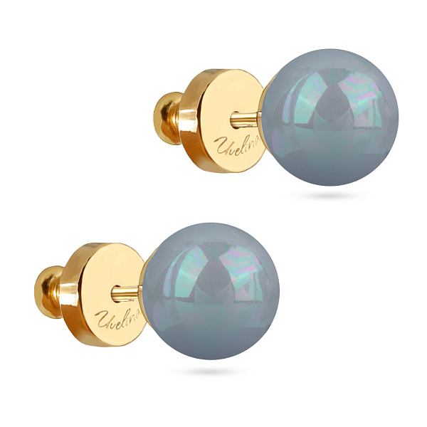 Пусеты Акварель (Майорка голубая, 8мм, г/п: золото) MG00 0001G-03E Uvelina