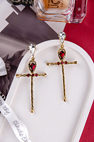 Серьги Кресты (кристаллы красные. прозрачные, 7.8х3.7 см, 12 гр.) Италия Claudio Canzian 002 02 491