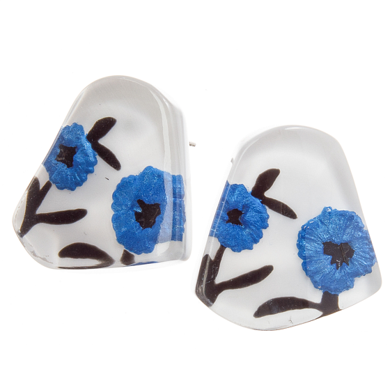 картинка Серьги Baila (синий, белый, черный, 2,2х2 см) Голландия ZSISKA ювелирный  магазин Калина являющийся официальным дистрибьютором в России 