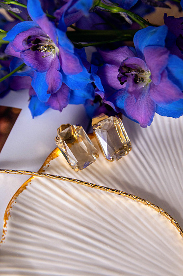 картинка Серьги Леденцы (прозрачный кристалл, 1,8х1,3 см, 8 гр.) Италия  Claudio Canzian 002 02 584 ювелирный  магазин Калина являющийся официальным дистрибьютором в России 